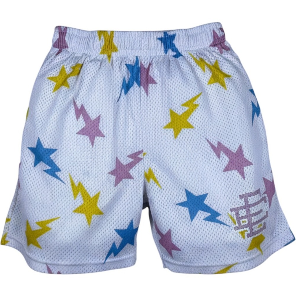 Eric Emanuel EE Basic Short White Star Bolt Mesh‎ Shorts Size Medium unisex